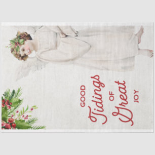 Vintage Christmas Angel and Holly Decoupage Tissue Paper