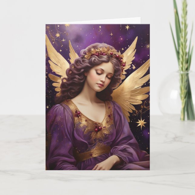Vintage Christmas Angel Art Custom Card (Front)