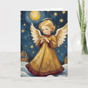 Vintage Christmas Angel Art Custom Text Card