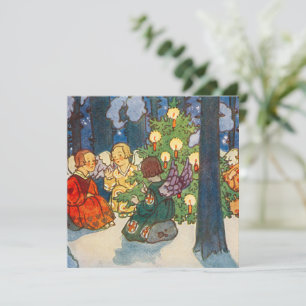 Vintage Christmas angel art Holiday  card