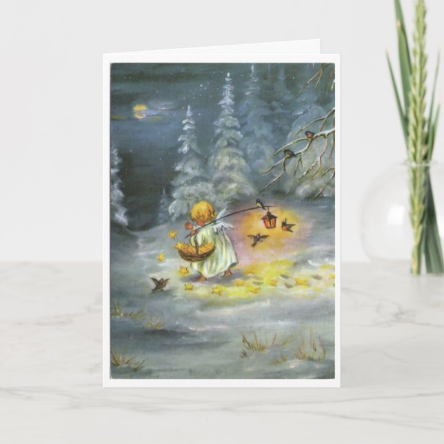 Vintage Christmas - Angel & Basket of Stars, Card (Front)