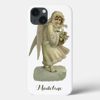Vintage Christmas Angel Flowers, Victorian Die Cut iPhone 13 Case