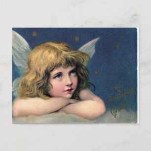 Vintage Christmas Angel Girl Holiday Postcard