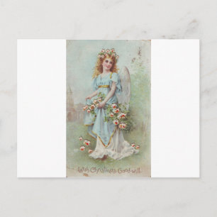 Vintage Christmas Angel Holiday Postcard