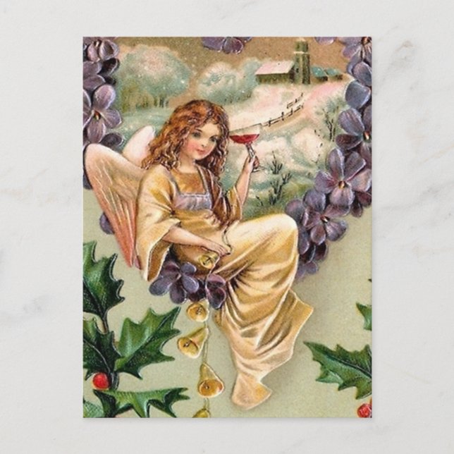 Vintage Christmas Angel Holiday Postcard (Front)