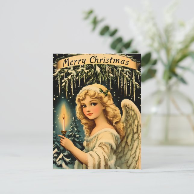 Vintage Christmas Angel Holiday Postcard (Standing Front)