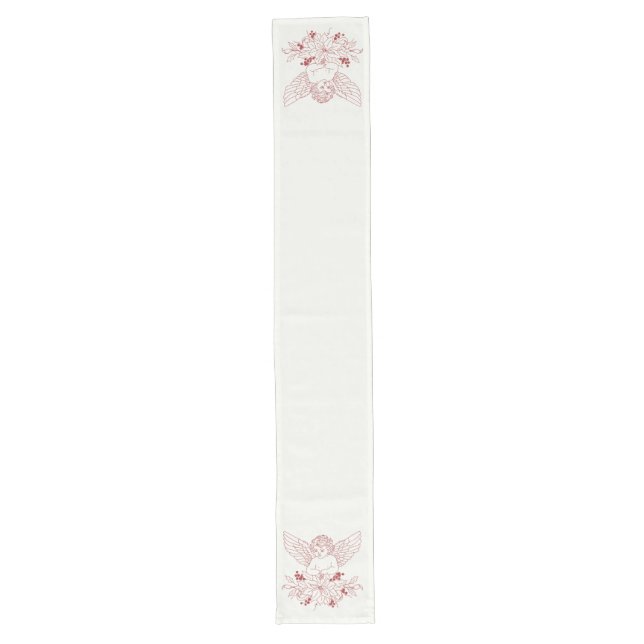 Vintage Christmas Angel Table Runner – Red Ink (Front)