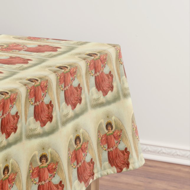 Vintage Christmas Angel Tablecloth (In Situ)