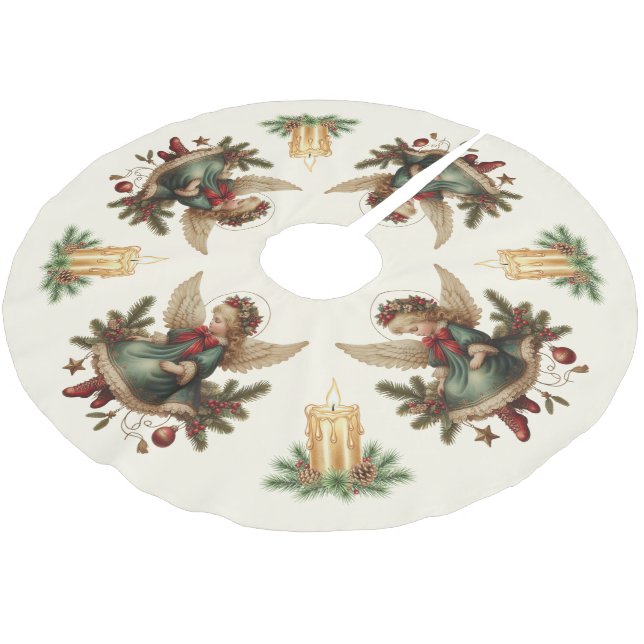 Vintage Christmas Angel Tree Skirt (Angled)