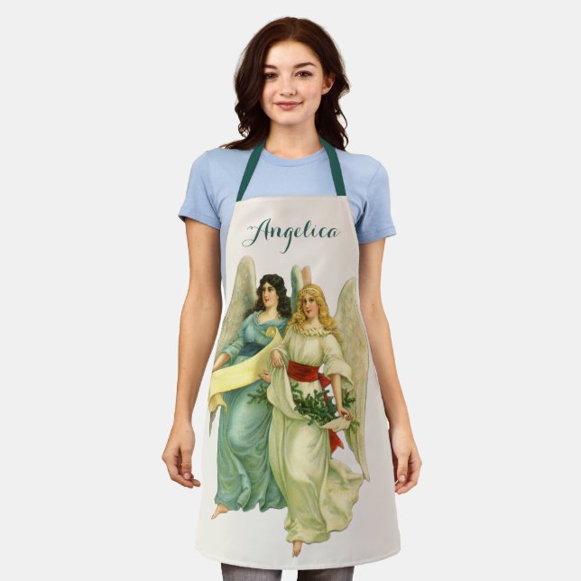 Vintage Christmas, Angelic Victorian Angels Apron (Worn)