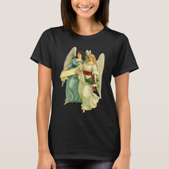 Vintage Christmas, Angelic Victorian Angels T-Shirt (Front)