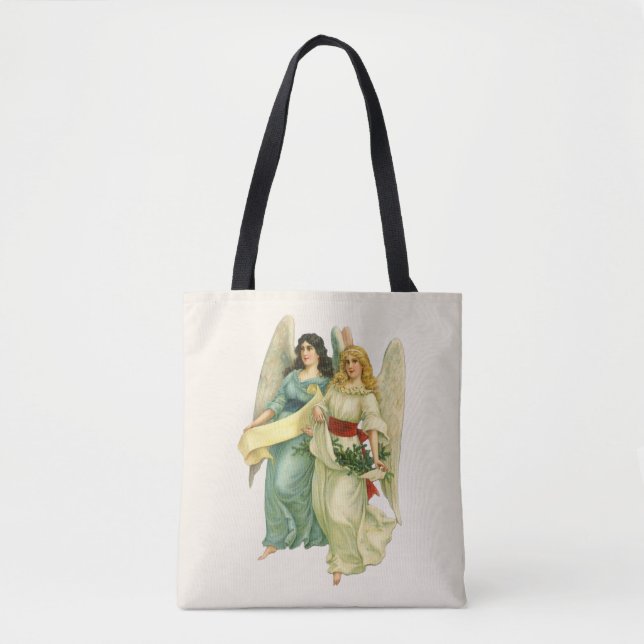 Vintage Christmas, Angelic Victorian Angels Tote Bag (Front)