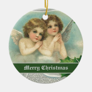 Vintage Christmas angels and holy berry ornaments