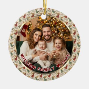 Vintage Christmas Angels Custom Photo & Name Ceramic Tree Decoration