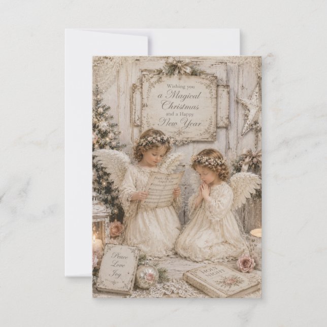 vintage christmas angels greeting card  (Front)