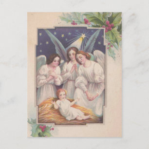 Vintage Christmas Angels Holiday Postcard
