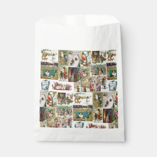 Vintage Christmas Antique Collage Christmas Party  Favour Bags (Front)