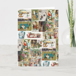 Vintage Christmas Antique Collage Xmas  Card