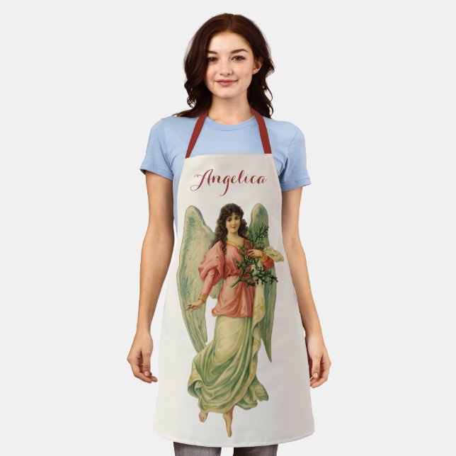 Vintage Christmas, Antique Victorian Angel Apron (Worn)