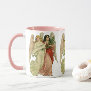 Vintage Christmas, Antique Victorian Angel Die Cut Mug
