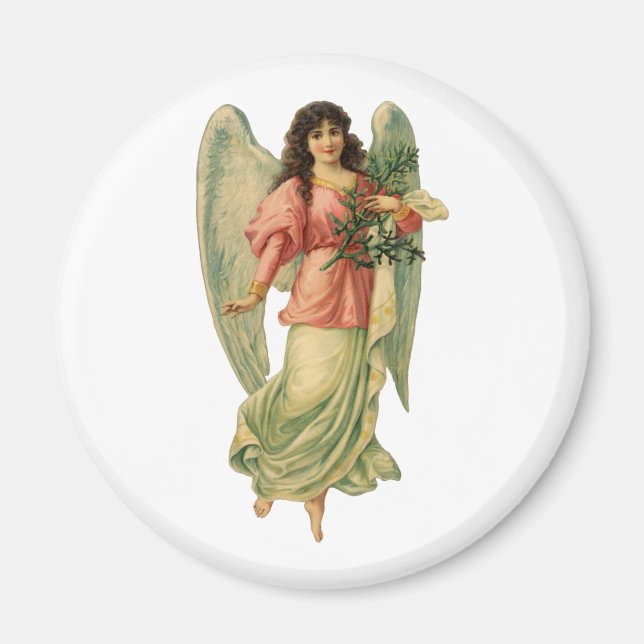 Vintage Christmas, Antique Victorian Angel Magnet (Front)