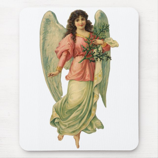 Vintage Christmas, Antique Victorian Angel Mouse Pad (Front)