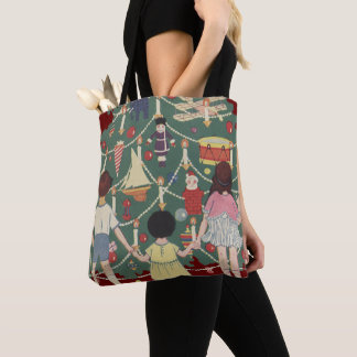 Vintage Christmas Around a Decorated Tree Tote Bag