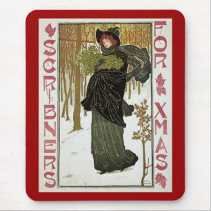 Vintage Christmas Art Nouveau Scribners Cover 1895 Mouse Pad
