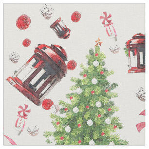 Vintage Christmas Art Pattern Fabric