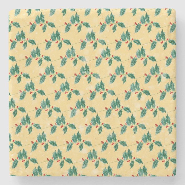 Vintage Christmas Art Stone Coaster (Front)