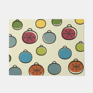 Vintage Christmas Atomic Era Colourful Ornaments Doormat