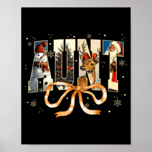 Vintage Christmas Aunt Snowman Santa Xmas Tree Rei Poster