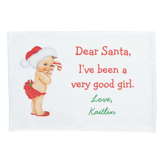 Vintage Christmas Baby Girl Ruffle Pants Pillowcase (Front)