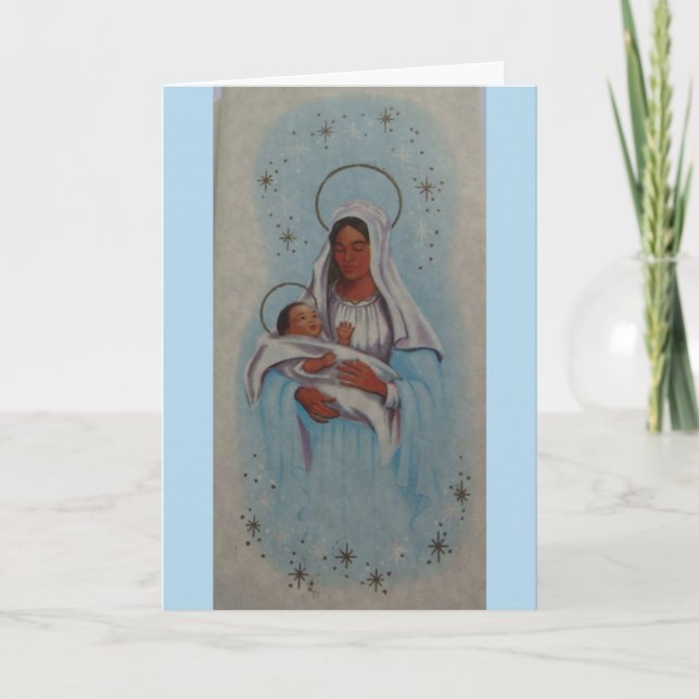 Vintage Christmas - Baby Jesus & Mother Mary, Holiday Card (Front)