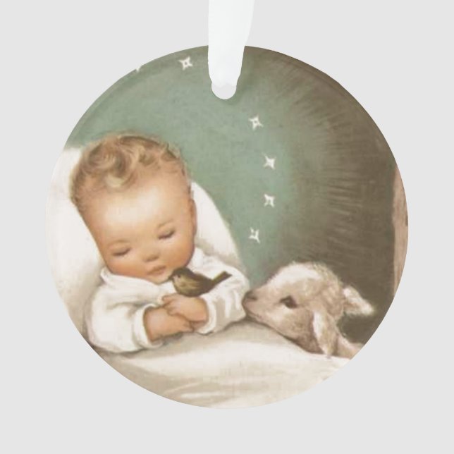 Vintage Christmas Baby Jesus with Lamb Ornament (Front)