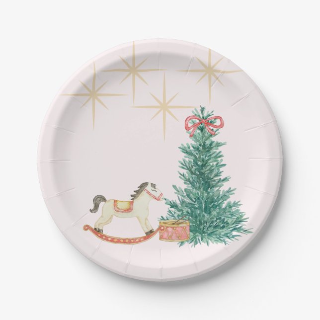 Vintage Christmas Baby Shower Invitation Paper Plate (Front)