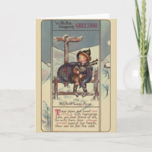 Vintage Christmas Bagpipes Christmas Card