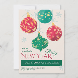 Vintage christmas balls new year party invitation