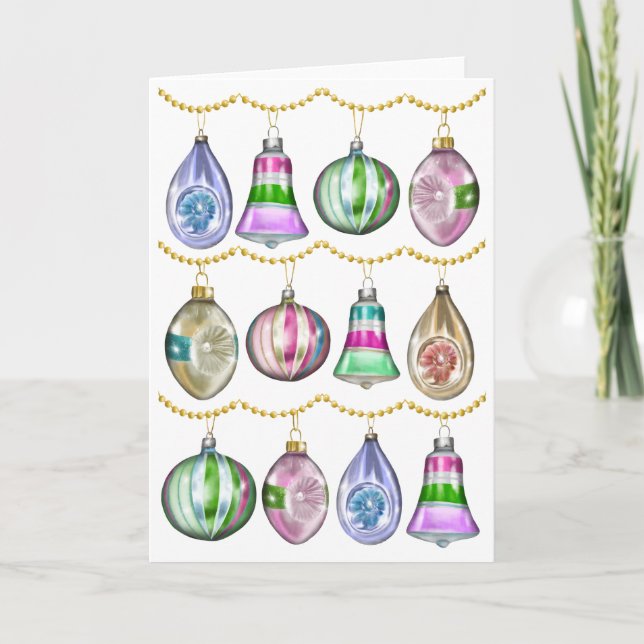 Vintage Christmas Baubles Card (Front)