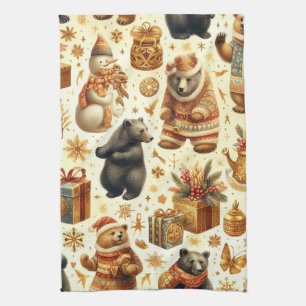 Vintage Christmas Bear Tea Towel