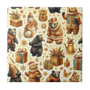 Vintage Christmas Bear Tile