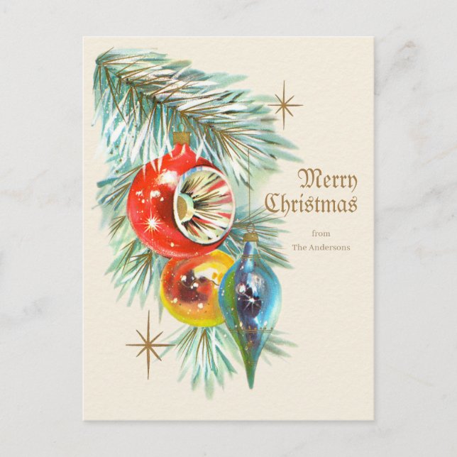 Vintage Christmas Beautiful antique baubles CC1246 Postcard (Front)