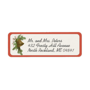 Vintage Christmas Bell (Evergreen) Holiday Label