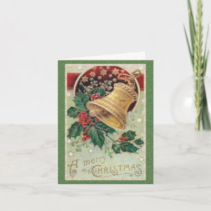 Vintage Christmas Bell Merry Christmas Holiday Card