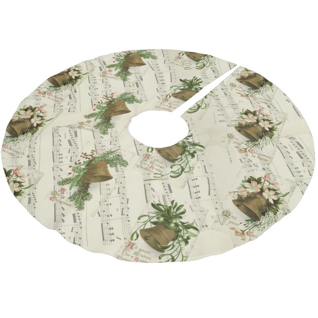 Vintage Christmas Bell Music Christmas Tree Skirt (Angled)