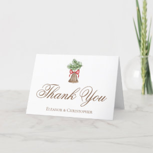 Vintage Christmas Bell Wedding Customized Thank You Card