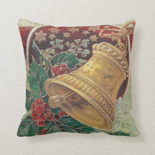 Vintage Christmas Bell with Holly Cushion