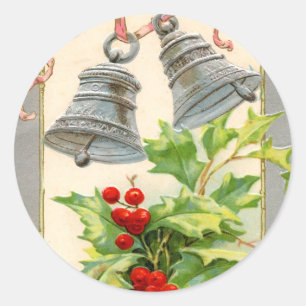 Vintage Christmas Bells and Holly Stickers