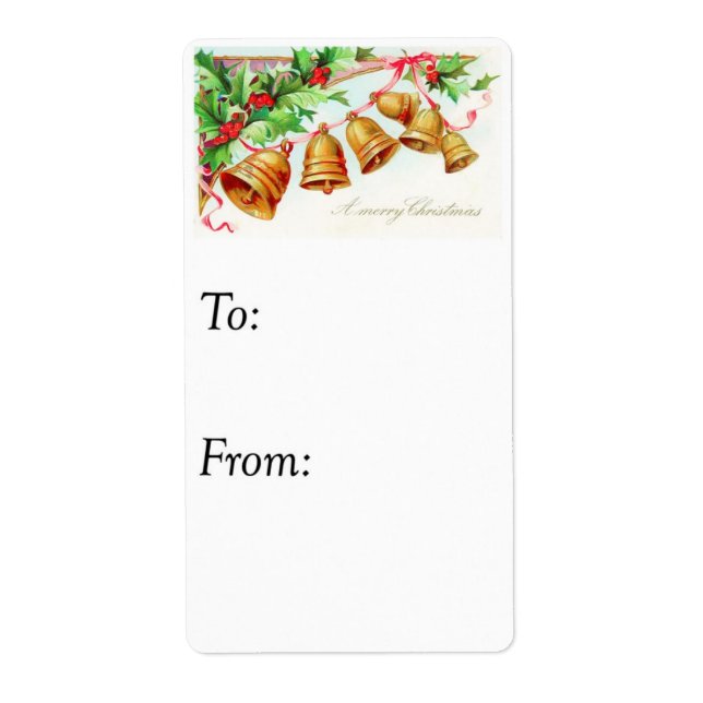 Vintage Christmas Bells Gift Tag (Front)
