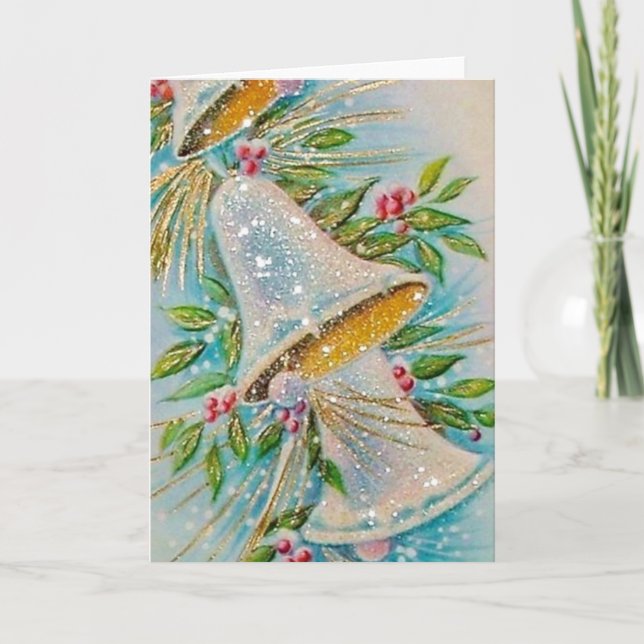 Vintage Christmas Bells Holiday Card (Front)